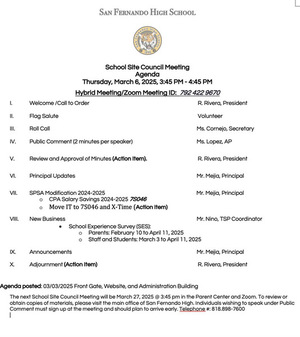 SSC Meeting 03/06/2025